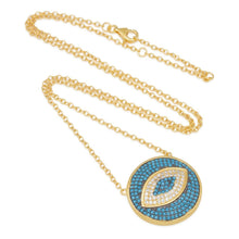 Load image into Gallery viewer, 14K Gold .925 Sterling Silver Turquoise Evil Eye Necklace
